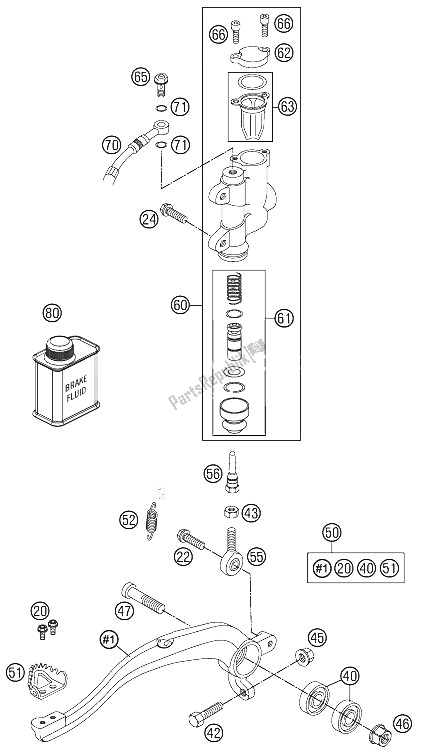 Todas las partes para Control De Freno Trasero de KTM 85 SXS 17 14 Europe 2012