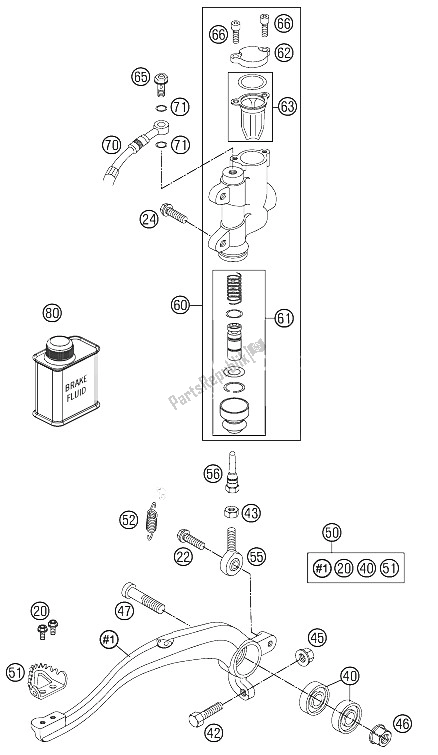 Toutes les pièces pour le Commande De Frein Arrière du KTM 85 SXS 19 16 USA 2015
