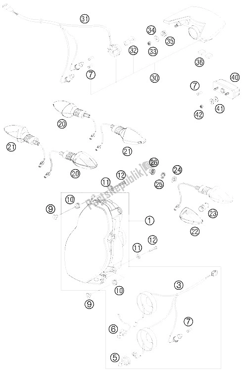 Todas las partes para Sistema De Iluminación de KTM 990 Adventure Black ABS Europe 2008