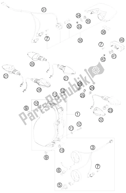 Todas las partes para Sistema De Iluminación de KTM 990 Adventure Orange ABS Europe 2008