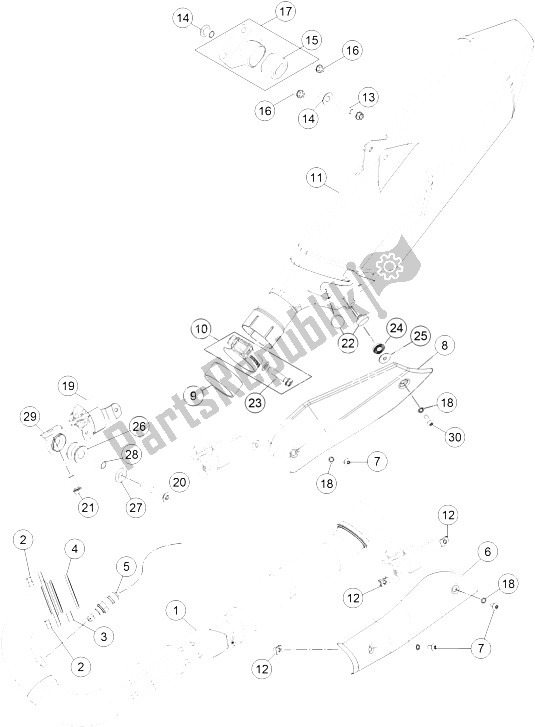 All parts for the Exhaust System of the KTM 690 Enduro R ABS Australia 2015