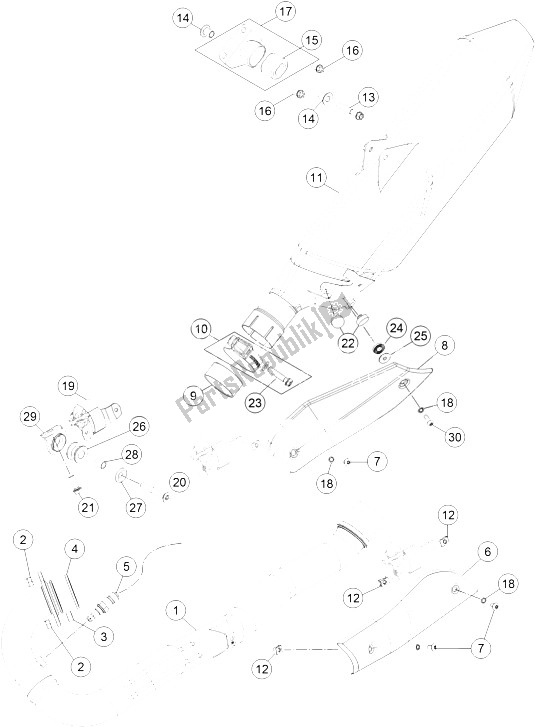 All parts for the Exhaust System of the KTM 690 Enduro R ABS Europe 2016