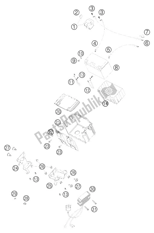 Todas las partes para Caja De Bateria de KTM 950 Adventure Black USA 2006