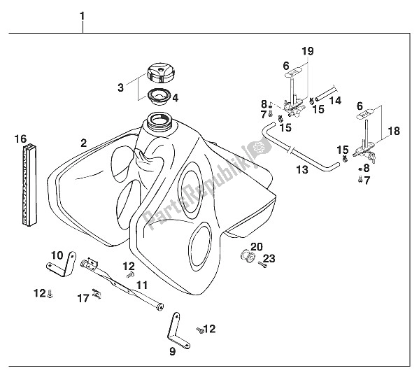 Wszystkie części do Zbiornik 20 Litrów Zestaw '96 KTM 620 EGS WP 20 KW Australia 1996
