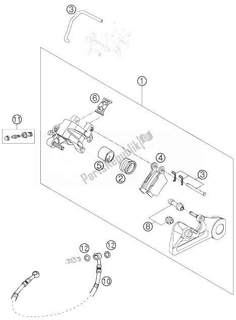 All parts for the Brake Caliper Rear of the KTM 400 EXC Factory Racing Europe 2007