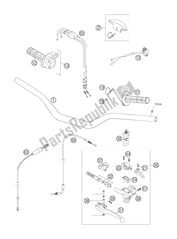 Toutes les pièces pour le Guidon, Commandes du KTM 250 SX F USA 2005