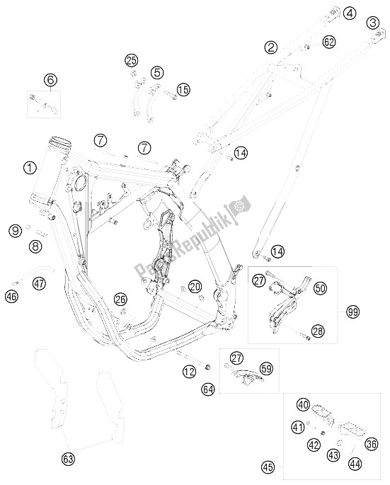 Wszystkie części do Rama KTM 250 EXC F Europe 2008