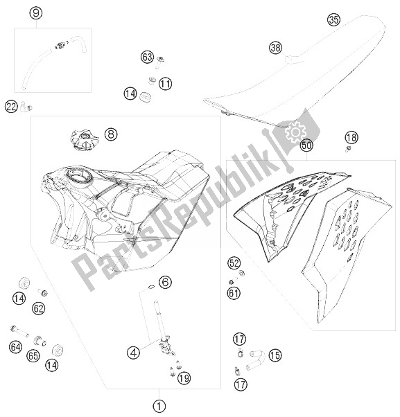 Todas las partes para Tanque, Asiento, Tapa de KTM 530 EXC Champion Edit Europe 2010