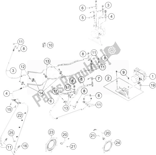 Todas as partes de Abs Do Sistema Antibloqueio do KTM 1190 ADV ABS Grey WES France 2014