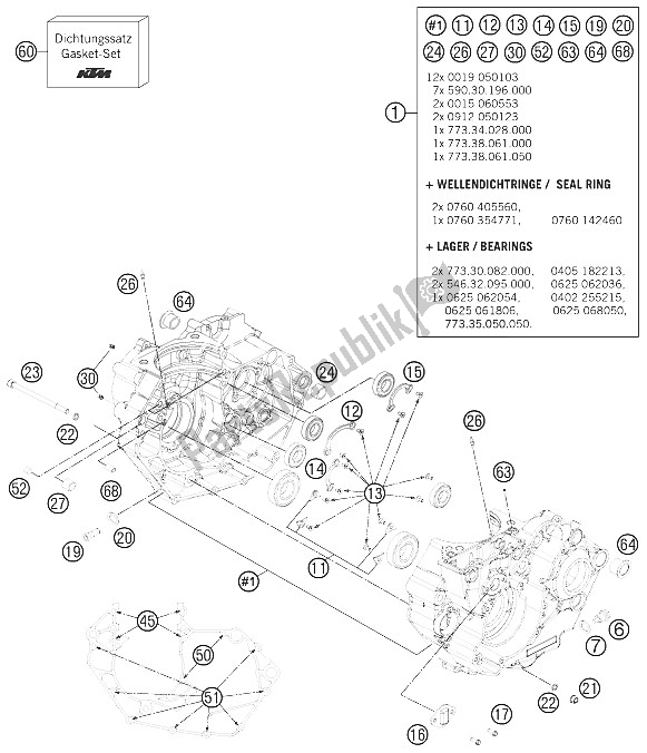 All parts for the Engine Case of the KTM 450 Rally Factory Replica 2012