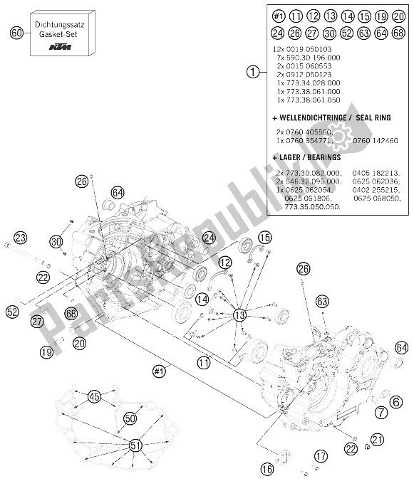 All parts for the Engine Case of the KTM 450 Rally Factory Replica Europe 2011