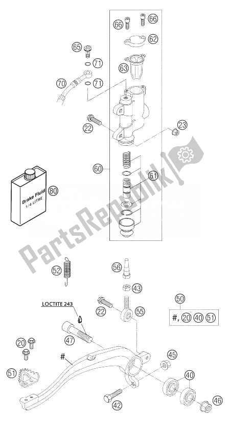 All parts for the Foot Brake Operation 85 Sx of the KTM 85 SX Europe 2003