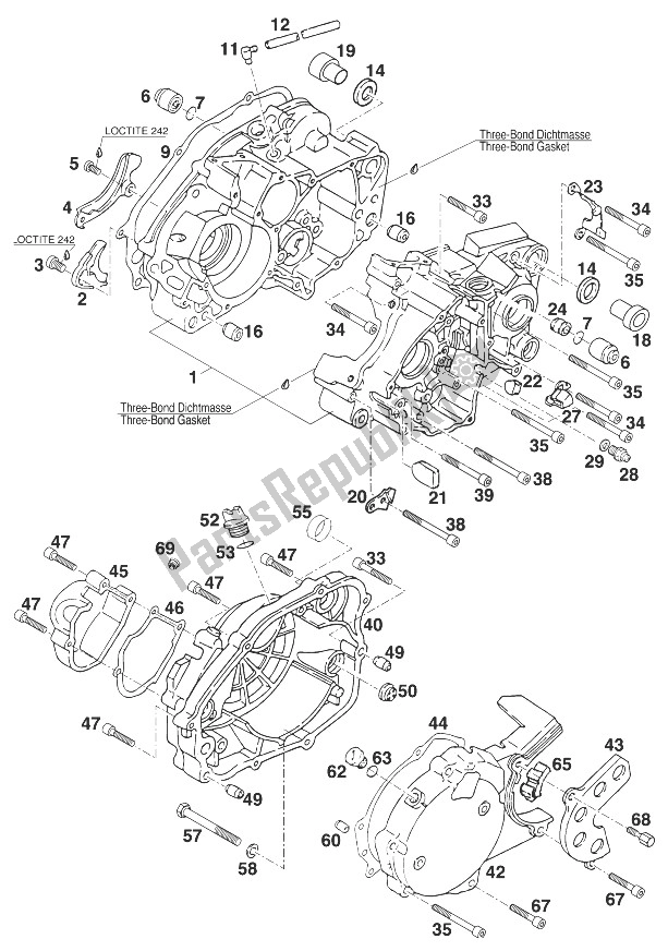 Tutte le parti per il Basamento Kpl. 125 Euro '97 del KTM 125 LC2 80 Europe 1998