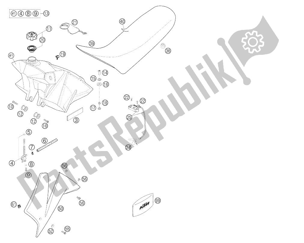 All parts for the Tank, Seat, Cover of the KTM 660 SMC Europe 2006