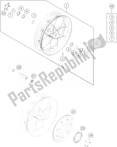 All parts for the Front Wheel of the KTM 690 Duke Black ABS Australia 2013