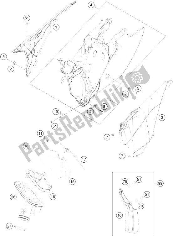 All parts for the Air Filter of the KTM 500 XC W USA 2015