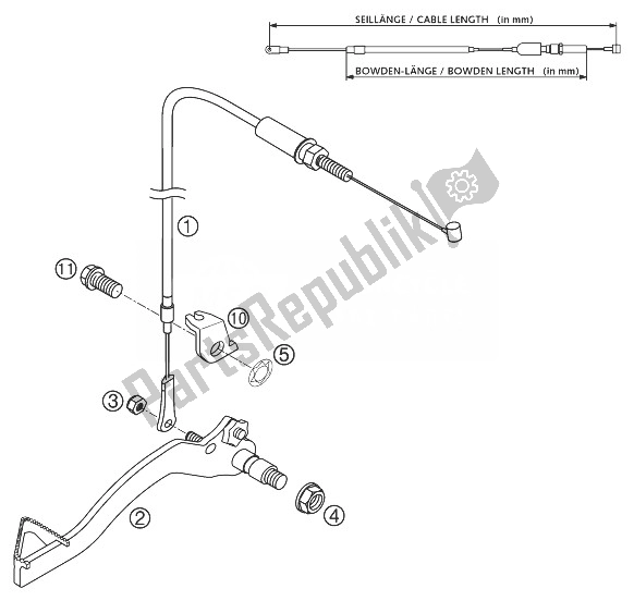 Tutte le parti per il Funzionamento Del Freno A Pedale 50 Lc del KTM 50 SX PRO Junior LC Europe 2003