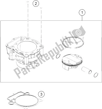 All parts for the Cylinder of the KTM 350 EXC F CKD Brazil 2016