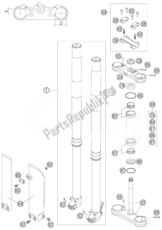 Todas las partes para Tenedor Frontal de KTM 105 SX USA 2007