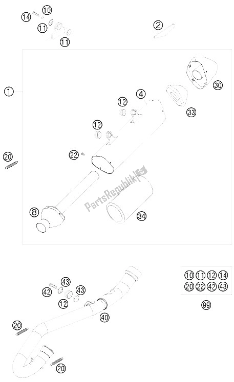 All parts for the Exhaust System of the KTM 250 XC F USA 2008