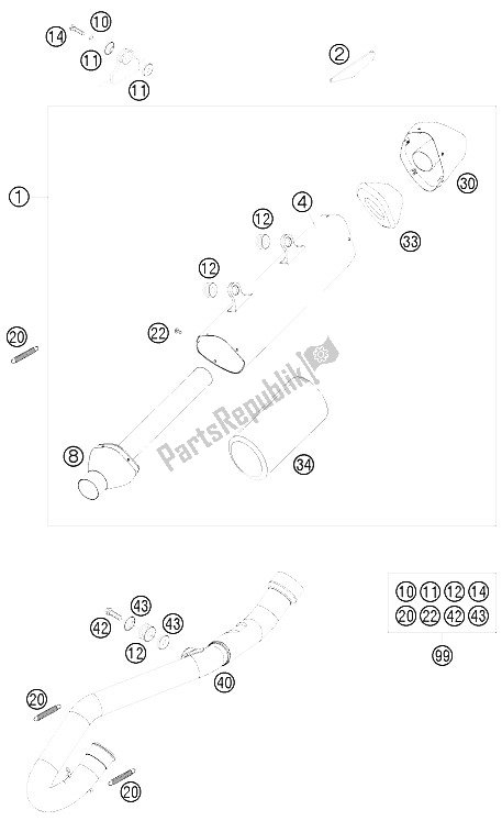 All parts for the Exhaust System of the KTM 450 XCR W South Africa 2008