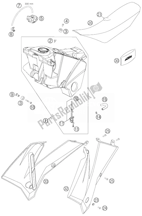 Toutes les pièces pour le Réservoir De Carburant, Siège du KTM 400 XC W USA 2007