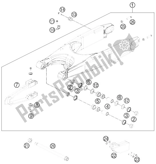 Tutte le parti per il Forcellone del KTM 450 Rally Factory Replica Europe 2011