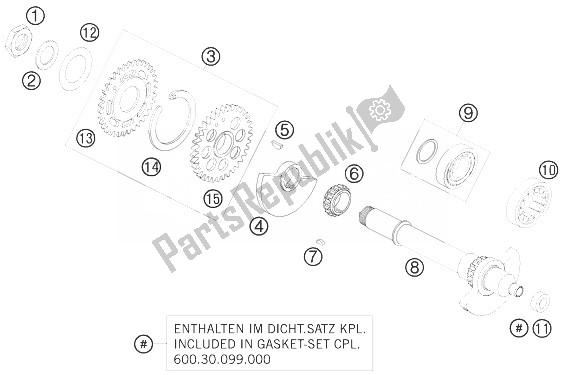 All parts for the Balancer Shaft of the KTM 990 Super Duke Olive ME Australia United Kingdom 2010