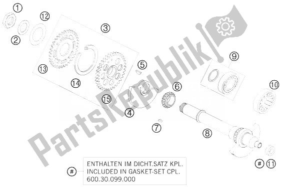 All parts for the Balancer Shaft of the KTM 990 Super Duke Orange Australia United Kingdom 2010