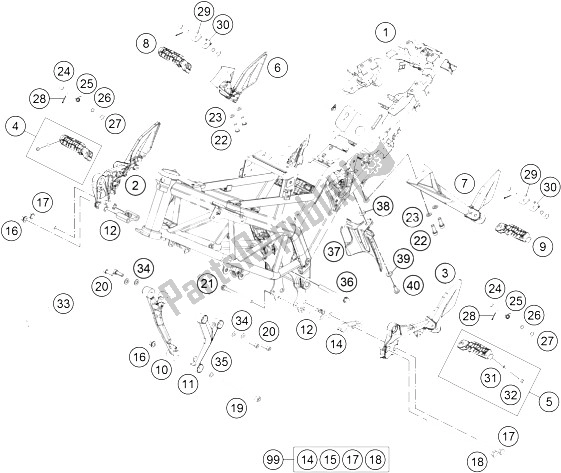 Todas as partes de Quadro, Armação do KTM 200 Duke OR W O ABS CKD 15 Thailand 2015