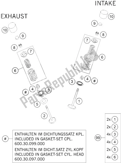 Toutes les pièces pour le Entraînement De Soupape du KTM 950 Supermoto Black Europe 2005