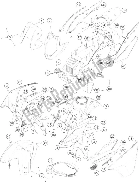 Toutes les pièces pour le Masque, Garde-boue du KTM 1190 Adventure R ABS Europe 2014