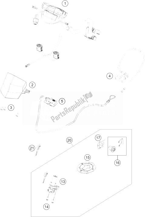 All parts for the Instruments / Lock System of the KTM RC 200 Black ABS B D 14 Europe 2014