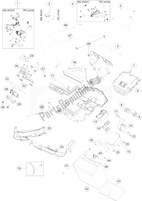 All parts for the Wiring Harness of the KTM 1290 Superduke R Black ABS 14 USA 2014