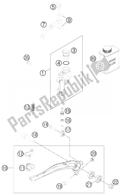 All parts for the Rear Brake Control of the KTM 150 SX USA 2014