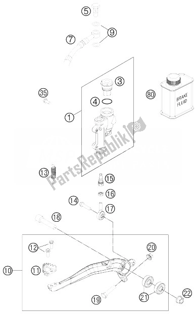 All parts for the Rear Brake Control of the KTM 250 SX F USA 2014