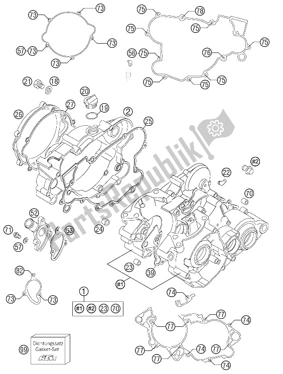 All parts for the Engine Case of the KTM 85 SX 17 14 Europe 2012