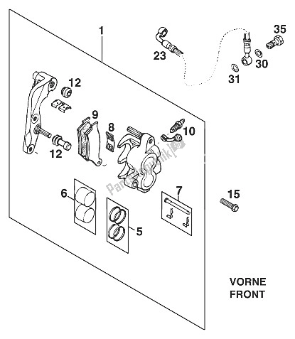 All parts for the Brake Caliper Front Rxc '96 of the KTM 400 RXC E USA 1996