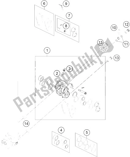 All parts for the Brake Caliper Front of the KTM Freeride 350 Australia 2016