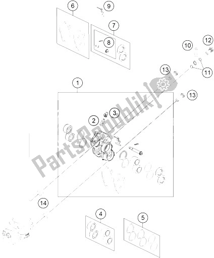 All parts for the Brake Caliper Front of the KTM Freeride 350 Europe 2015