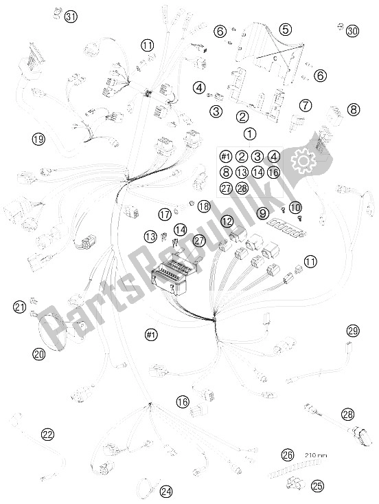 All parts for the Wiring Harness of the KTM 990 Super Duke Black Europe 2009