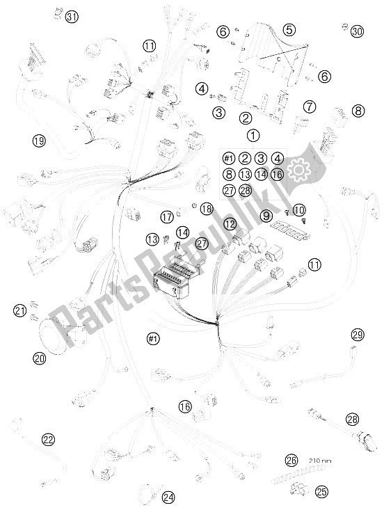 All parts for the Wiring Harness of the KTM 990 Super Duke Black USA 2009