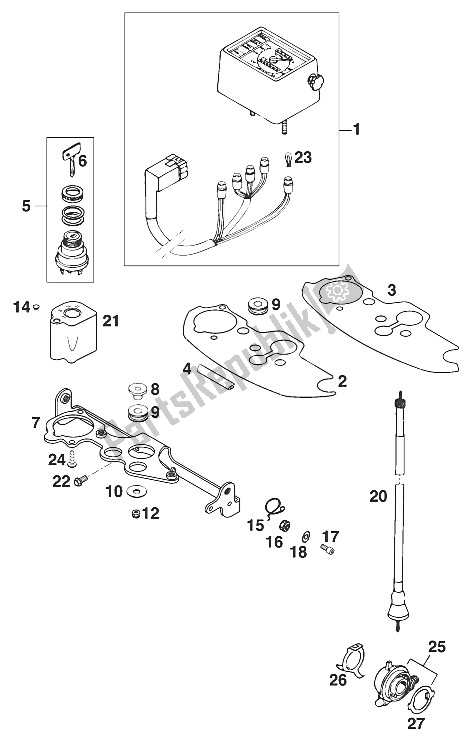 Tutte le parti per il Tachimetro Egs-e, Lse '97 del KTM 400 RXC E USA 1997