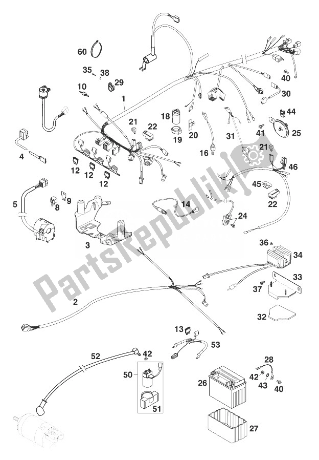 Todas las partes para Mazo De Cables Lc4, Super Moto de KTM 640 LC 4 Super Moto Europe 1999