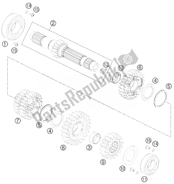 All parts for the Transmission I - Main Shaft of the KTM 690 Enduro R USA 2013