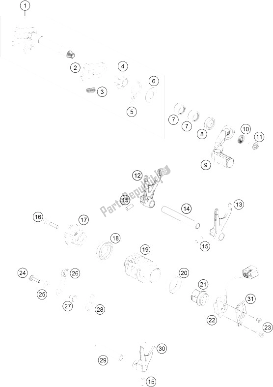 All parts for the Shifting Mechanism of the KTM 350 SX F Europe 2016