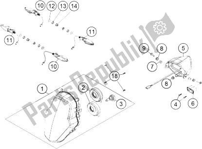 All parts for the Lighting System of the KTM 1190 Adventure ABS Grey France 2016