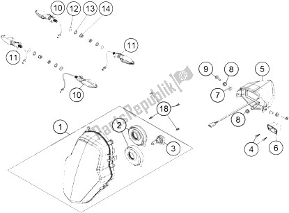 All parts for the Lighting System of the KTM 1190 Adventure ABS Orange France 2016