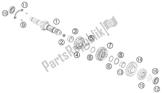 All parts for the Transmission I - Main Shaft of the KTM 450 Rally Factory Replica Europe 2014