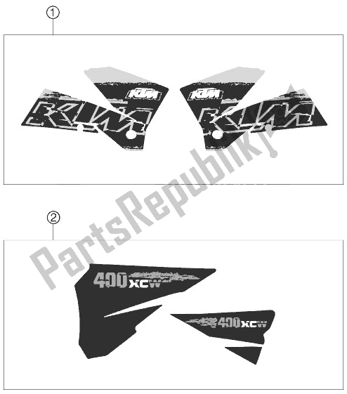 Alle onderdelen voor de Sticker van de KTM 400 XC W USA 2007